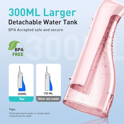 COSLUS Cordless Water Dental Flosser – Portable Rechargeable Oral Irrigator, Waterproof Teeth Cleaner for Braces, Travel & Home
