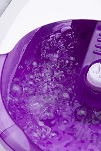 Sensio Spa Pedicure Foot Massager Bath – Heat, Bubbles & 9 Massage Accessories for Ultimate Home Foot Therapy, White & Purple