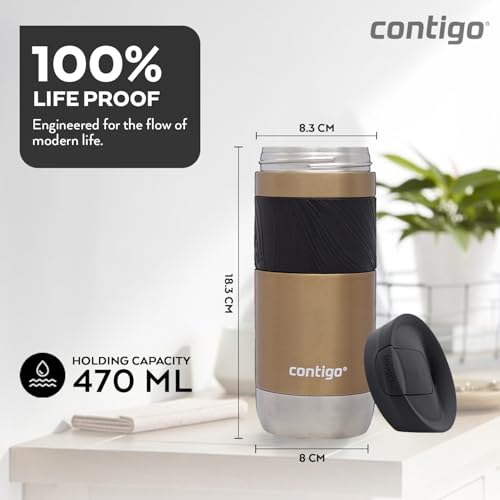 Contigo Byron Snapseal Travel Mug | Stainless Steel Thermal Mug | Vacuum Flask | Leakproof Tumbler | Coffee to Go Mug with BPA Free Easy-Clean Lid