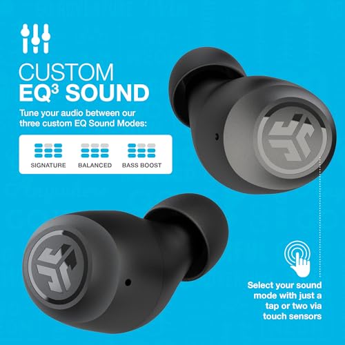 JLab Go Air Pop+ True Wireless Earbuds – Bluetooth Earphones with 35H Playtime, USB-C Charging Case, EQ3 Sound & Multipoint, Black