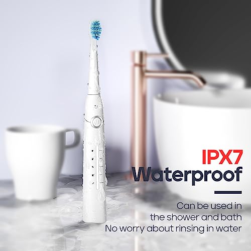 Electric Toothbrush with 8 Brush Heads – 40,000 VPM Sonic Power, Rechargeable, 5 Cleaning Modes, Teeth Whitening Gift Set (Black)