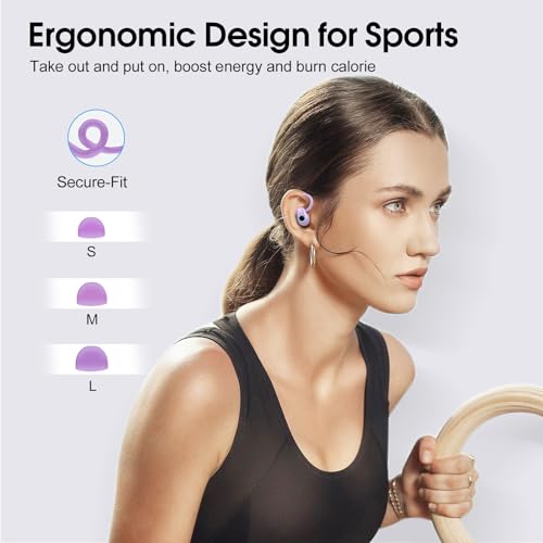 Wireless Earbuds, 2023 Earphones Bluetooth 5.3 Headphones Wireless, Earbuds with Earhooks,Waterproof Stereo Headphones Sport, Dual LED Display, Black