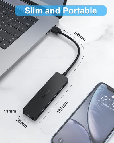 Aceele USB Hub 3.0 with 4ft Long USB Extension Cable, Splitter 4 Port with 5Gbps Data Transfer, Extender for Laptop, Desktop PC, MacBook