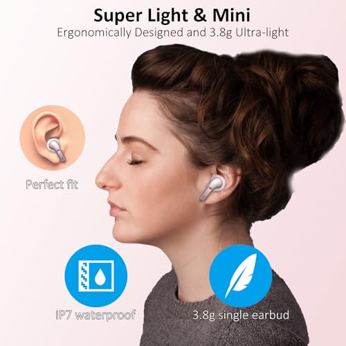 Wireless Earbuds, Bluetooth 5.3 Headphones 2024 .ENC Noise Cancelling Mic Ear buds, 40H Deep Bass Wireless Waterproof Bluetooth Earphones