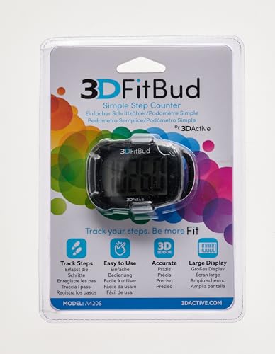 3DFitBud Simple Step Counter Walking 3D Pedometer with Clip and Lanyard, A420S