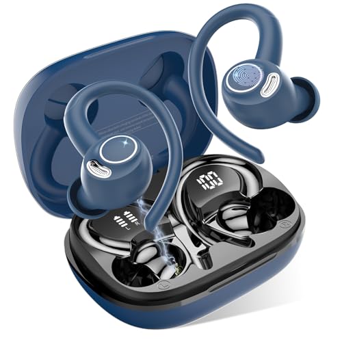 Jesebang Wireless Earbuds Bluetooth 5.3 – HiFi Stereo Sound with ENC Mic, Sport Ear Hooks, 40H Playtime, Dual LED Display