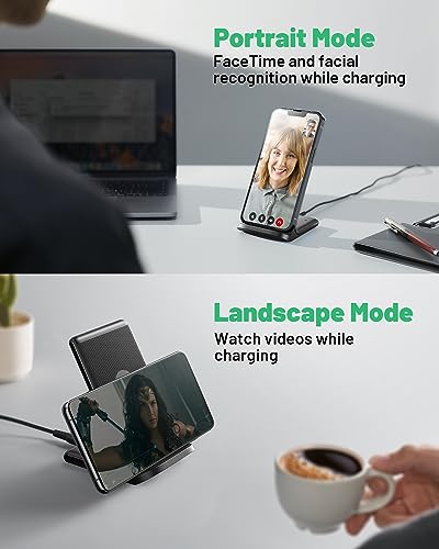 INIU Wireless Charger, 15W Fast Wireless Charging Stand Qi Certified Sleep-friendly Adaptive Light & Dual Charging Modes for iPhone 15 14 13 12 11 Pro Max XR Plus Samsung S23 S22 Google Pixel LG etc