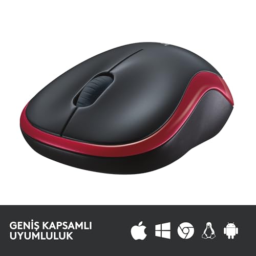 Logitech M185 Wireless Mouse, 2.4GHz with USB Mini Receiver, 12-Month Battery Life, 1000 DPI Optical Tracking, Ambidextrous, Compatible with PC, Mac, Laptop - Grey
