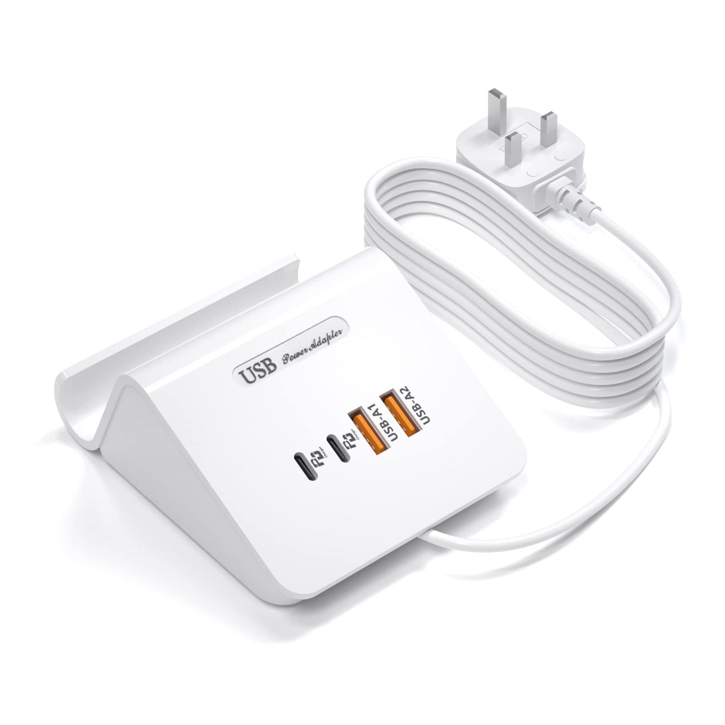 Qurzou USB Charging Station 25W USB Fast Charger Plug,Multi USB Wall Charger for iPhone 15/14/13/12,Samsung Galaxy S23/S22/S21,Android etc