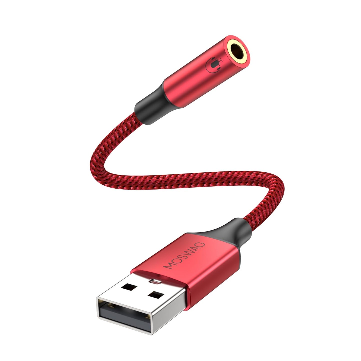 MOSWAG USB to 3.5mm Jack Audio Adapter,External Sound Card USB-with 3.5mm Aux Stereo Converter Compatible with Headset,PC,Laptop,Linux,Desktops