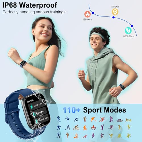 Smart Watch for Men Women Answer/Make Calls, 1.91" Fitness with Heart Rate Sleep Monitor, Step Counter Fitness Sports Activity Waterproof
