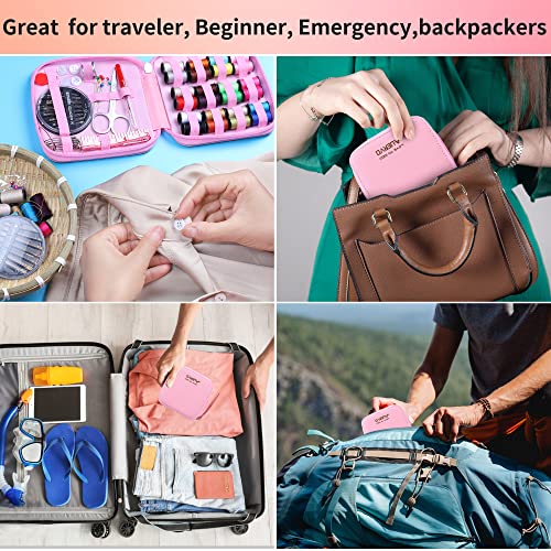 AUERVO Travel Mini Sewing Kit, Over 70 Premium Supplies, Filled with Needles, Scissors, Thimble, Thread, Tape Measure