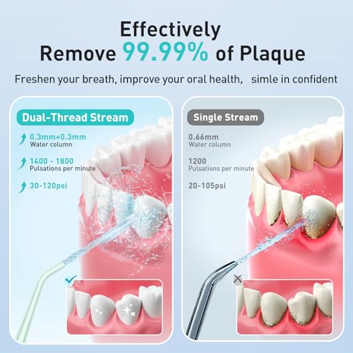 COSLUS Cordless Water Dental Flosser – Portable Rechargeable Oral Irrigator, Waterproof Teeth Cleaner for Braces, Travel & Home