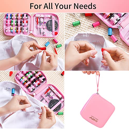 AUERVO Travel Mini Sewing Kit, Over 70 Premium Supplies, Filled with Needles, Scissors, Thimble, Thread, Tape Measure
