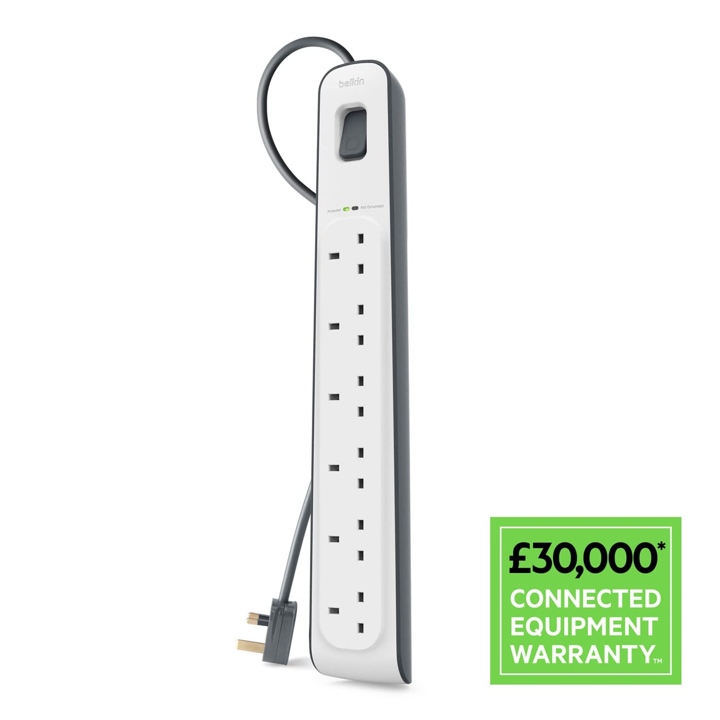 Belkin Surge Protected Extension Lead – 8 Sockets + 2 USB Ports (2.4A), 2m Cable