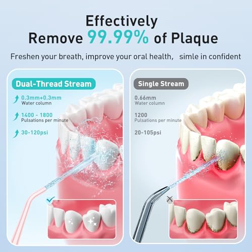 COSLUS Cordless Water Dental Flosser – Portable Rechargeable Oral Irrigator, Waterproof Teeth Cleaner for Braces, Travel & Home