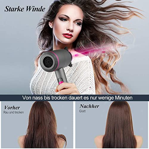 Hair Dryer Professional Ionic Hairdryer with 2 Speed 3 Heat Setting, Cool Shot Button, 1 Diffuser & 2 Concentrator for Women Man