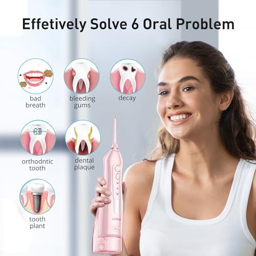 COSLUS Cordless Water Dental Flosser – Portable Rechargeable Oral Irrigator, Waterproof Teeth Cleaner for Braces, Travel & Home