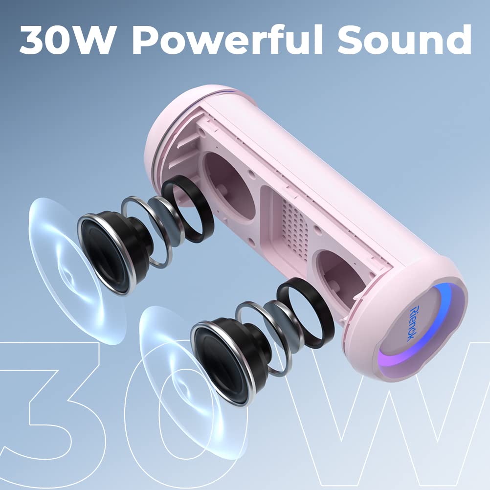 RIENOK Bluetooth Speaker Portable Wireless Bluetooth Speaker with 30W Enhanced Bass Waterproof Bluetooth Outdoor Speaker for Travel Sport