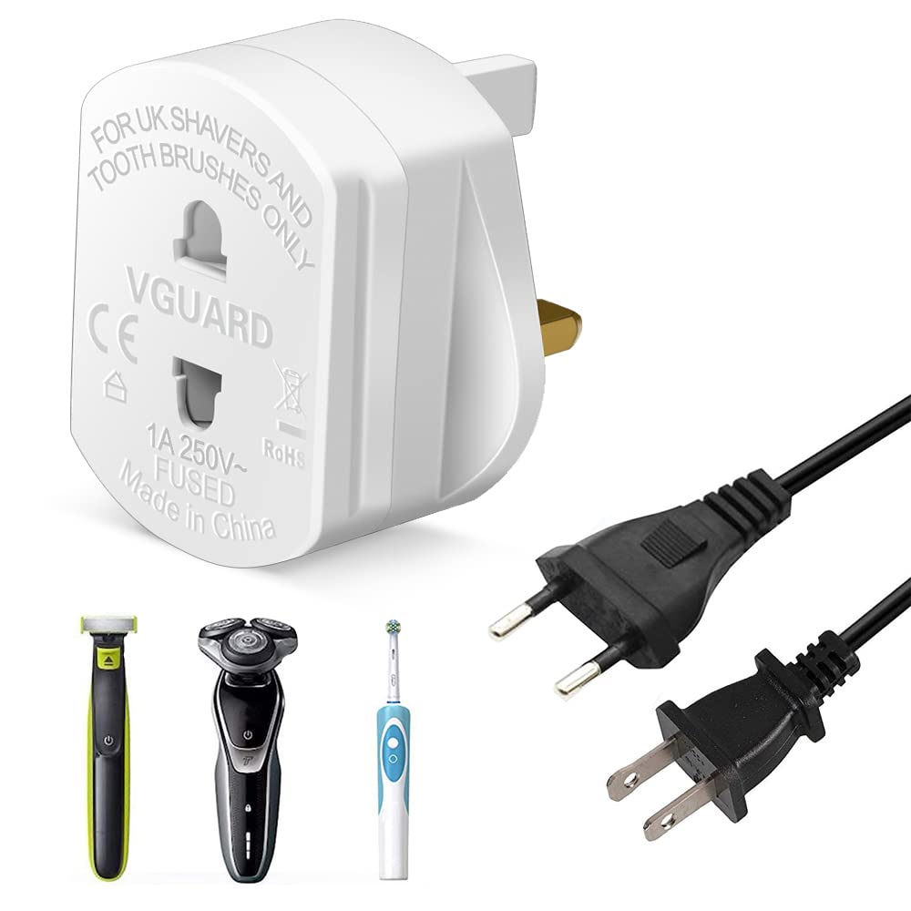 Tusreda UK to European Plug Adapter – USB-C Fast Charger, Grounded Type E/F Travel Adapter for Spain, France, Germany & More
