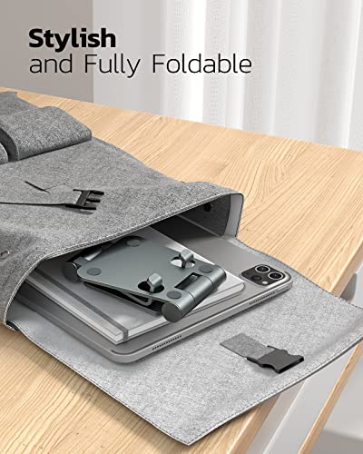 NULAXY Phone Stand, Fully Foldable Angle Height Adjustable Mobile Phone Holder Stand Dock Aluminum Desk Compatible with iPhone 15 14 13 12 11 Pro Max, HUAWEI, Galaxy, All Phones