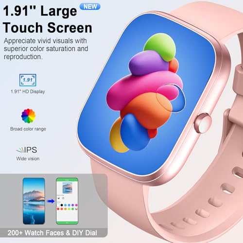 Smart Watch for Men Women Answer/Make Calls, 1.91" Fitness with Heart Rate Sleep Monitor, Step Counter Fitness Sports Activity Waterproof