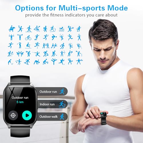 Kedali Smart Watch for Men Women, 1.85" Full Touch Screen watches Answer/Make Call Heart Rate Sleep Monitor, Step Counter, Waterproof Fitness Tracker for IOS Andriod