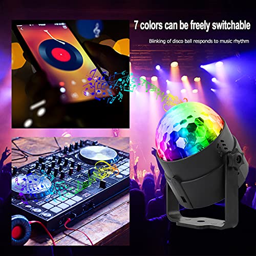 Disco Lights, SEBRUANC Mini Disco Ball LED Party Lamp Music Controlled Disco DJ 360° Rotating Ball Lights 3W RGB Stage Lights with Remote Control for Home Parties