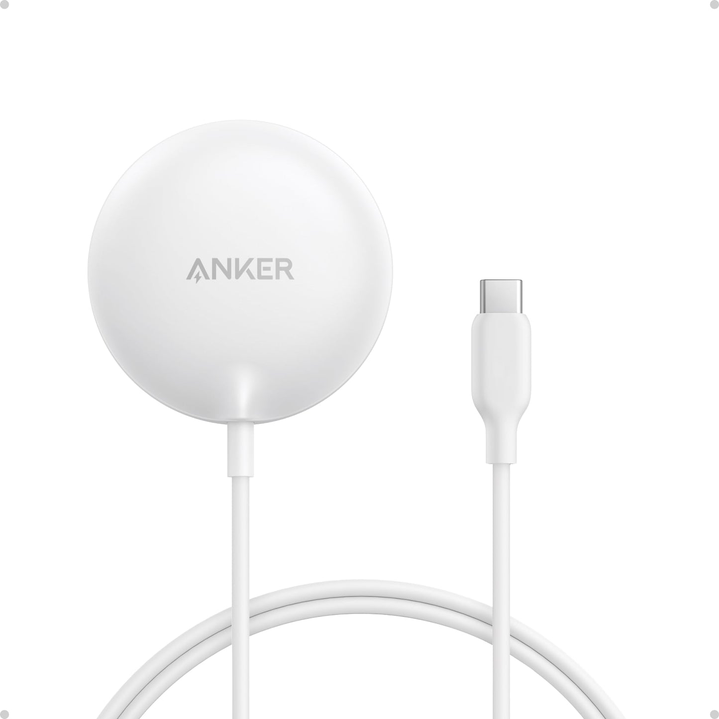 Anker Zolo Magnetic Wireless Charger – Qi2 Certified 15W MagSafe-Compatible Pad with 5ft USB-C Cable for iPhone 16/15/14/13 Series & AirPods (Adapter Not Included)