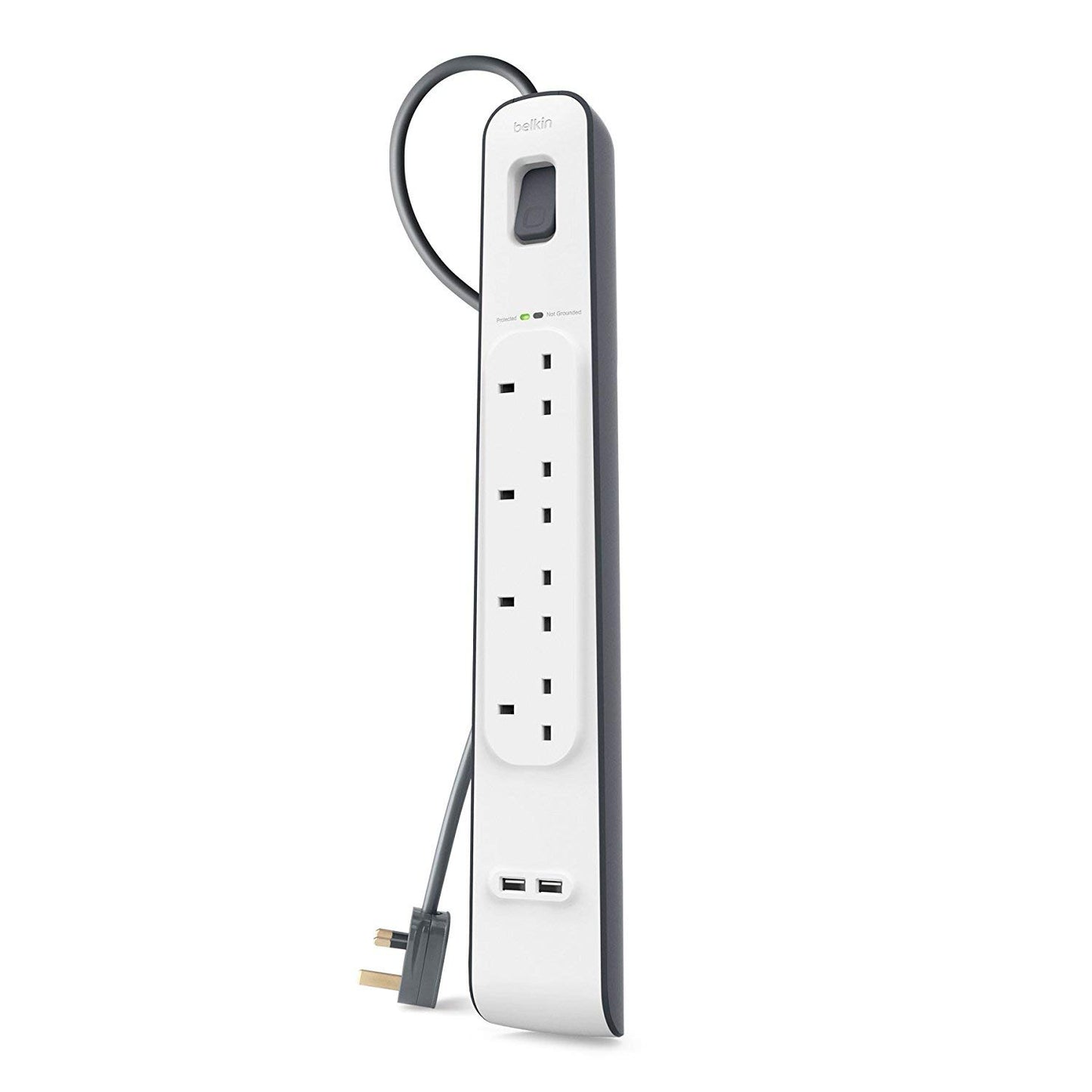 Belkin Surge Protected Extension Lead – 8 Sockets + 2 USB Ports (2.4A), 2m Cable