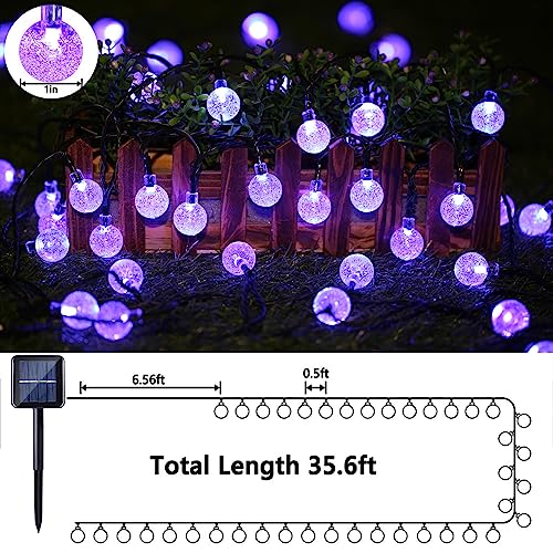 Solar Garden Lights Outdoor, 36ft 60 LED Solar String Lights Waterproof, Solar Powered Crystal Ball Indoor/Outdoor Fairy Lights Decorative Lights for Garden, Patio, Yard, Festival, Parties (White)