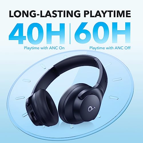 Soundcore by Anker Hybrid Active Noise Cancelling Wireless Over-Ear Headphones – Foldable Bluetooth with Hi-Res Audio, Powerful Bass & Customizable App Controls