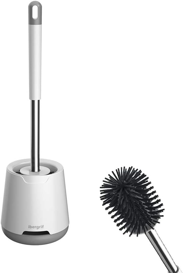 Silicone Toilet Brushes & Holders, Deep Cleaner, Toilet Brush with Quick Drying Holder Set for Bathroom