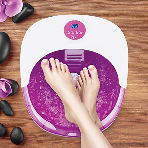Sensio Spa Pedicure Foot Massager Bath – Heat, Bubbles & 9 Massage Accessories for Ultimate Home Foot Therapy, White & Purple