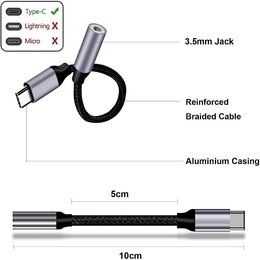 USB C Type C to 3.5mm Headphone Earphone Jack Adapter Audio Adaptor For Samsung Galaxy ,Ultra Note,Huawei, Google Pixel