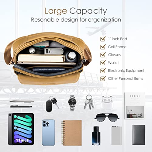 SPAHER Men Leather Handbags Shoulder Bags Messenger Business Crossbody Satchel Sling Waterproof Travel Bag Daily Man Gift with Adjustable Shoulder Strap