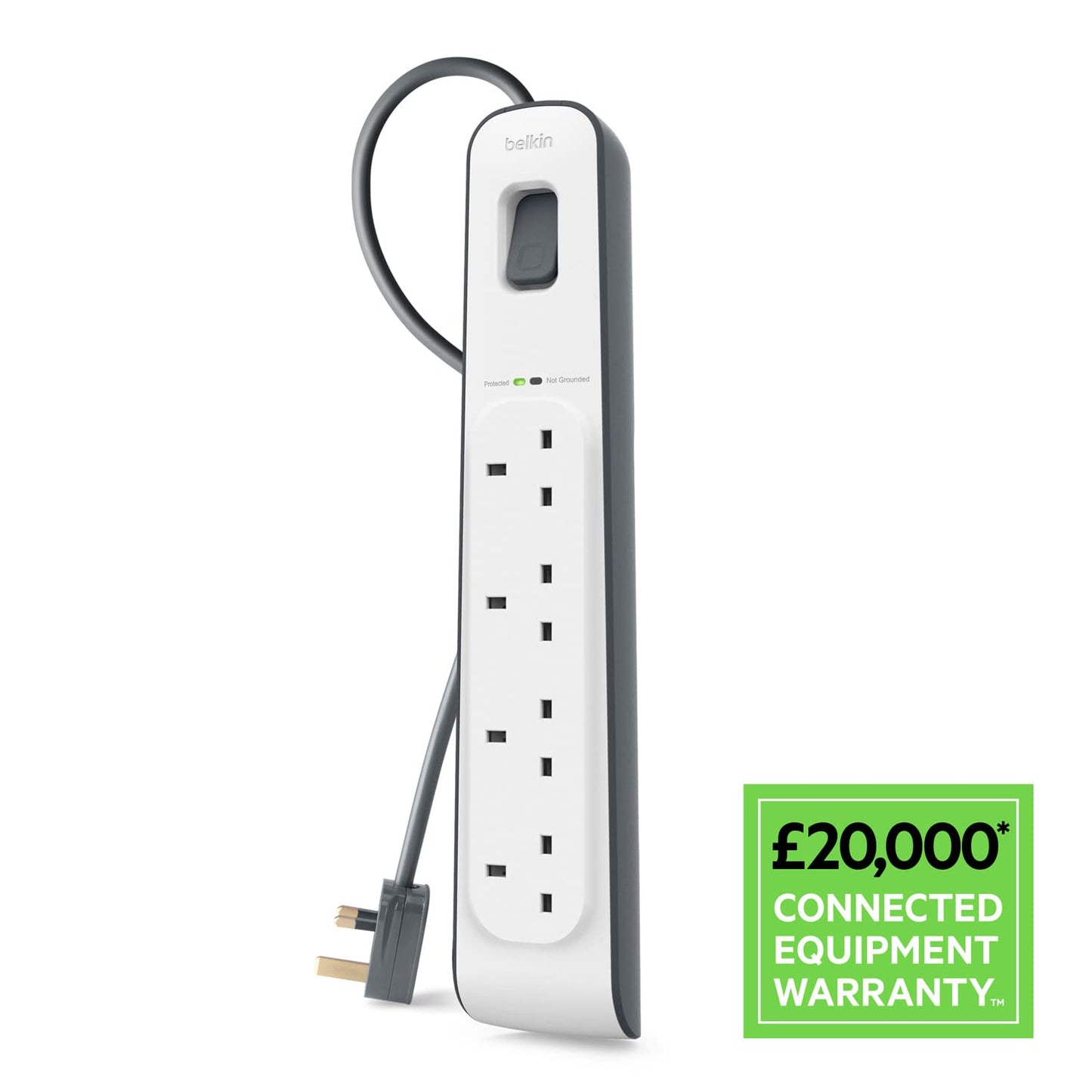 Belkin Surge Protected Extension Lead – 8 Sockets + 2 USB Ports (2.4A), 2m Cable