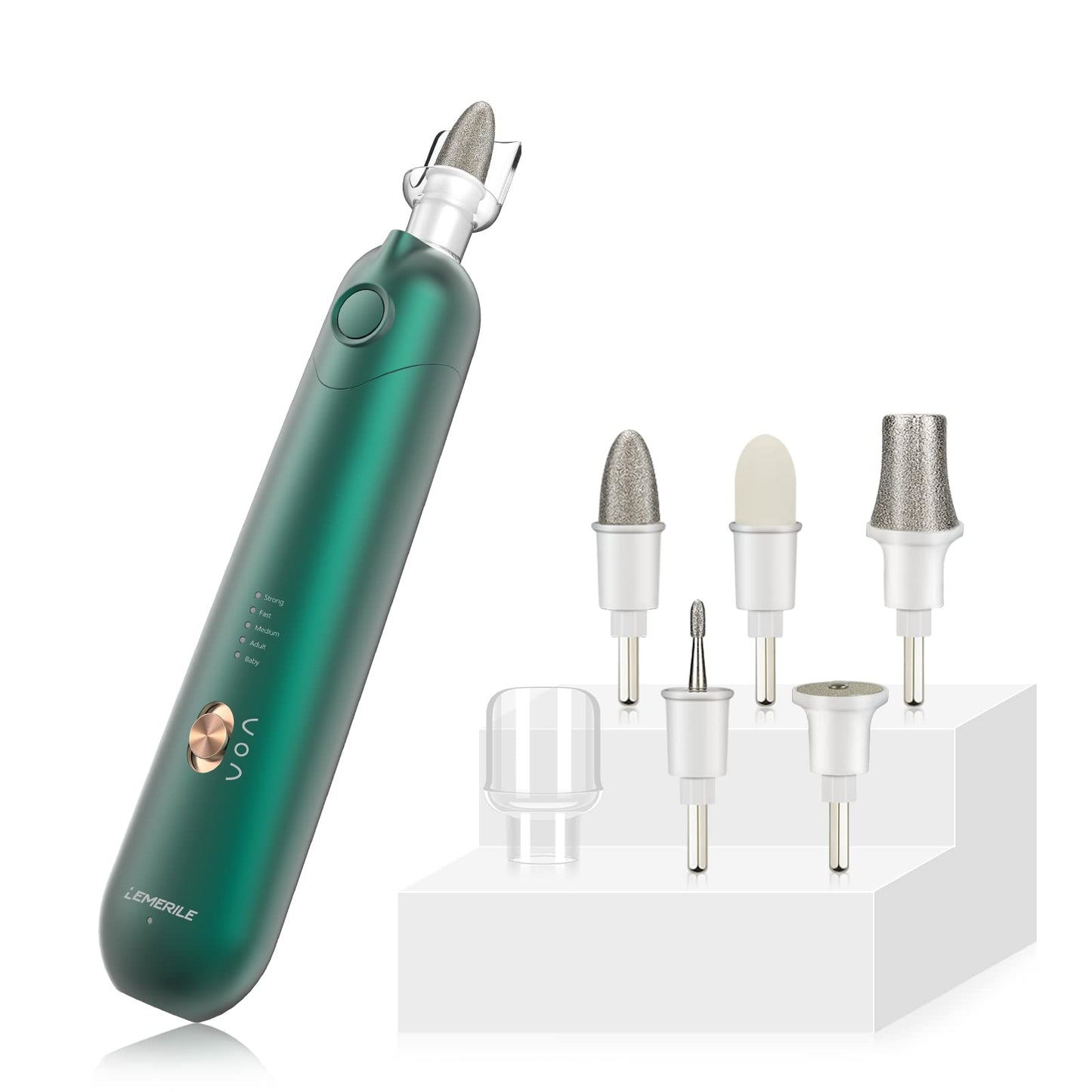 POLAMD Cordless Manicure & Pedicure Set – Rechargeable Electric Nail File with 5 Speeds, LED Light & Durable Attachments for Cuticles and Hard Skin Removal