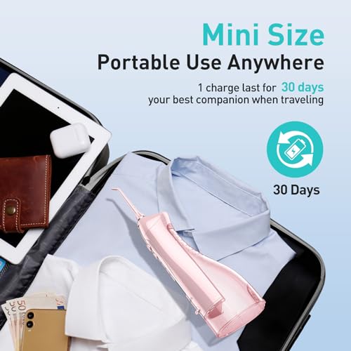 COSLUS Cordless Water Dental Flosser – Portable Rechargeable Oral Irrigator, Waterproof Teeth Cleaner for Braces, Travel & Home