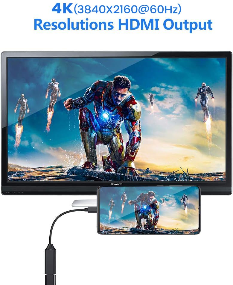 USB C to HDMI Adapter, Type c to HDMI 4K with Video Audio Output for iPhone 15,MacBook Pro Samsung Note, Huawei Mate