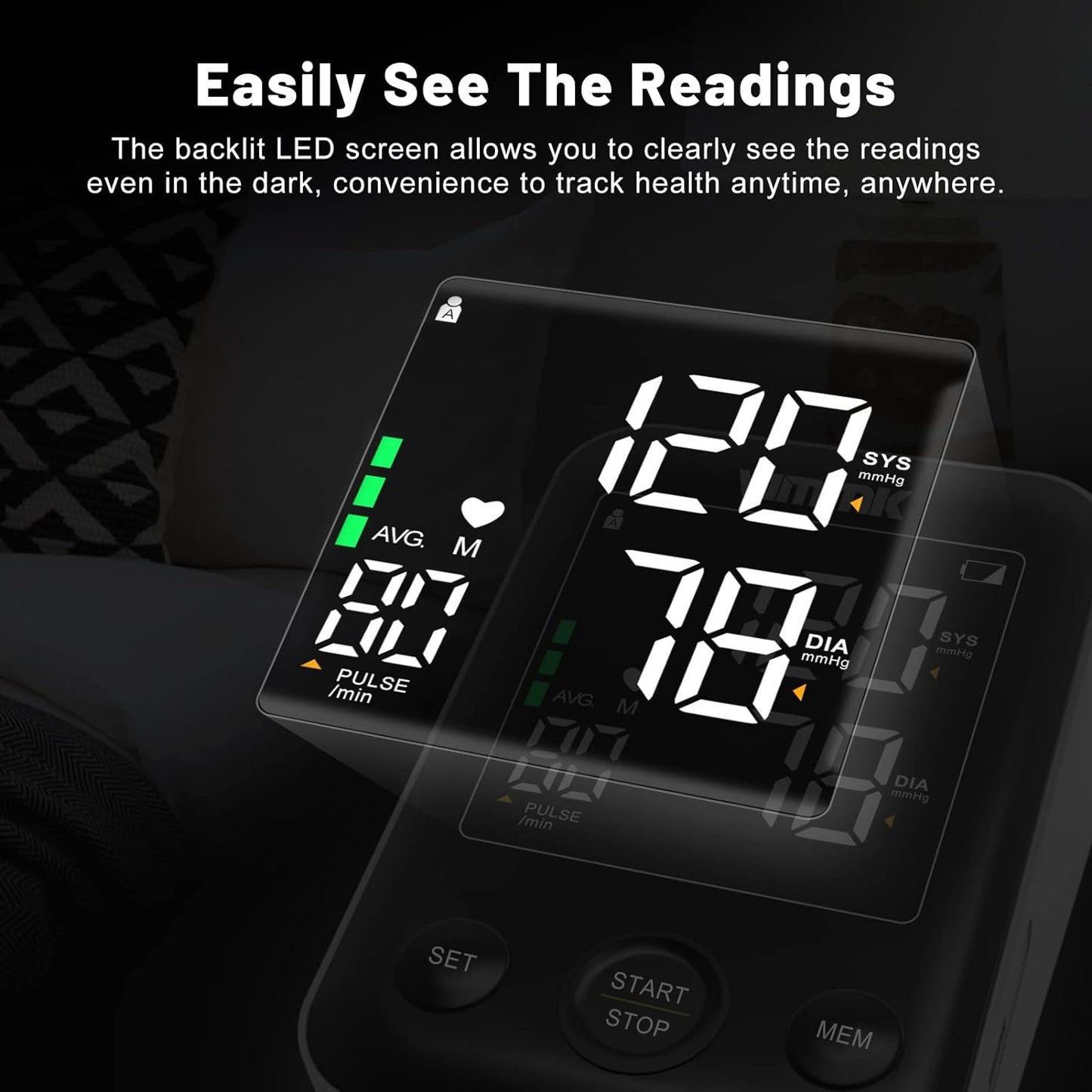 Blood Pressure Monitor CE Approved UK, Vimmk Upper Arm Blood Pressure Machines for Home Use Accurate BP Cuff LED Backlight Display Heart Rate Detection 2x120 Records