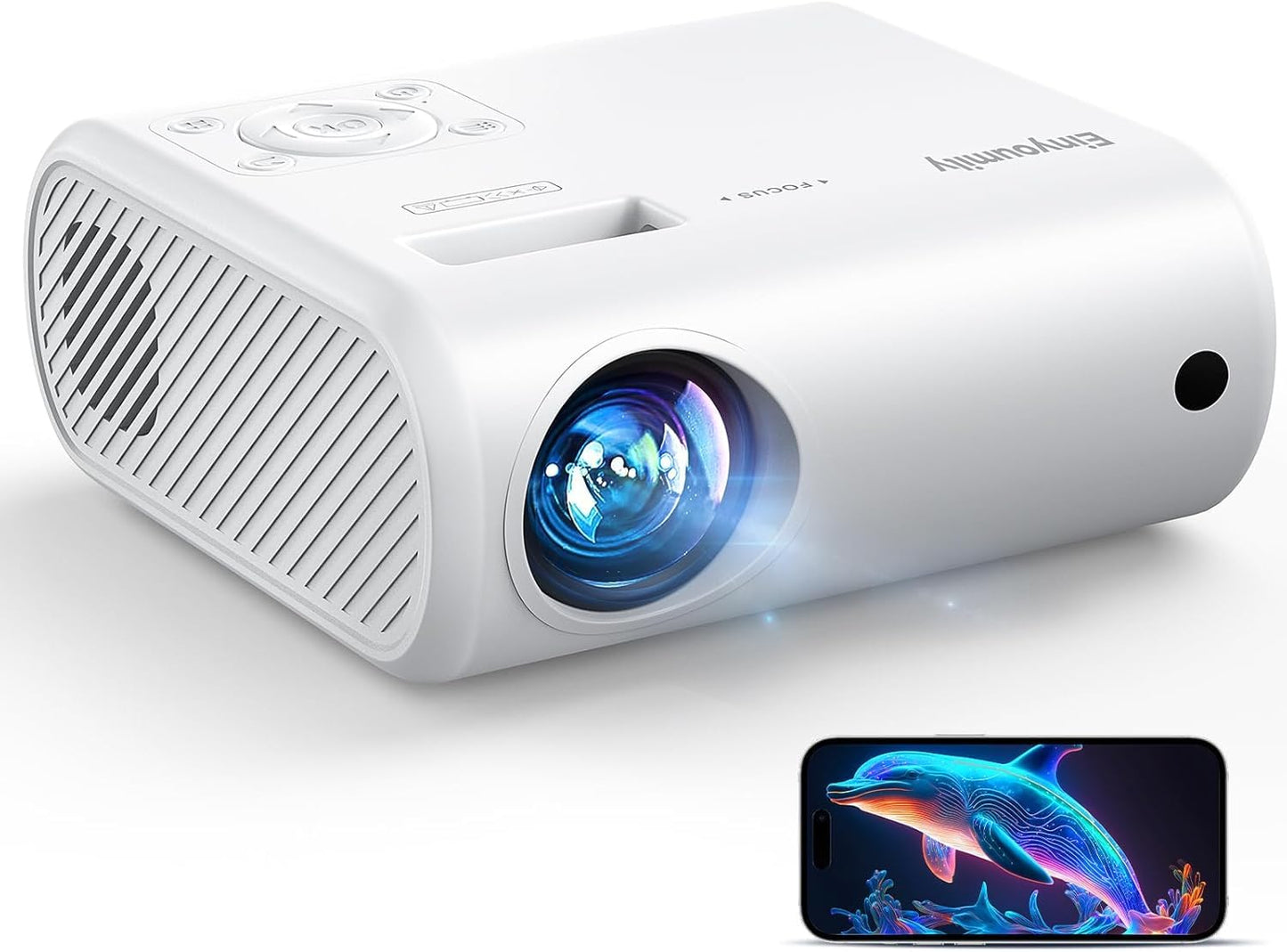 Mini Projector Portable 20000 Lux Projector 4K Supported 180° Rotation & Auto Keystone, Outdoor Compatible with TV Stick/Windows/iOS/Android/HDMI/USB (1080P)