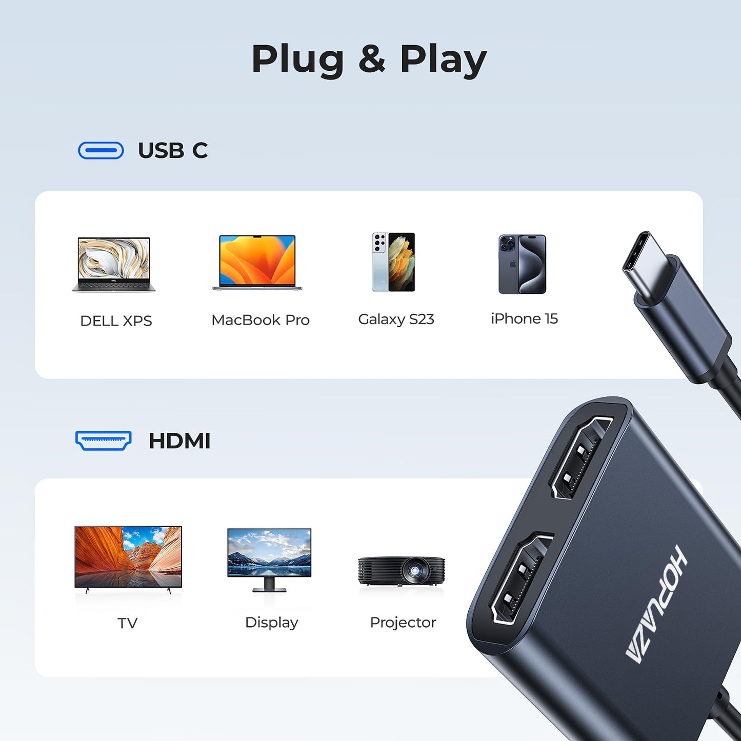 USB C to HDMI Adapter, Type c to HDMI 4K with Video Audio Output for iPhone 15,MacBook Pro Samsung Note, Huawei Mate
