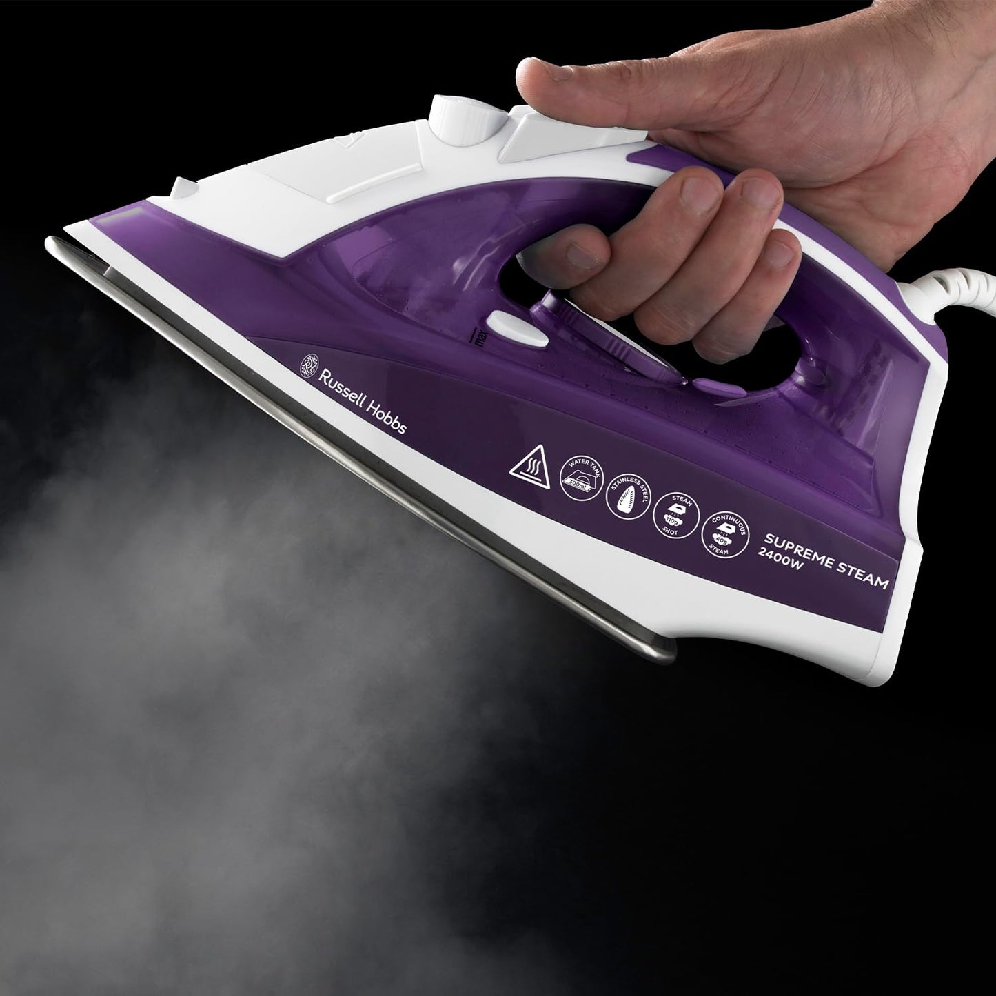 Russell Hobbs Supreme Steam Iron – Powerful Vertical Steam, Non-Stick Stainless Steel Soleplate, Easy-Fill 300ml Water Tank, 110g Steam Shot, 40g