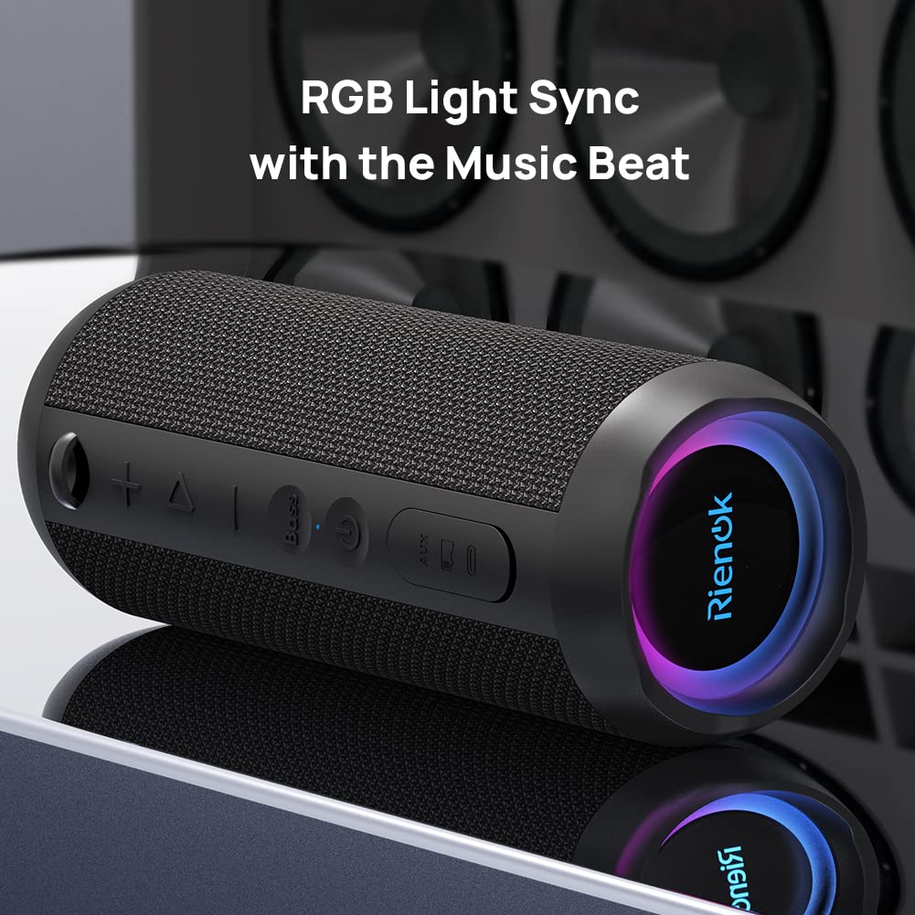 RIENOK Bluetooth Speaker Portable Wireless Bluetooth Speaker with 30W Enhanced Bass Waterproof Bluetooth Outdoor Speaker for Travel Sport