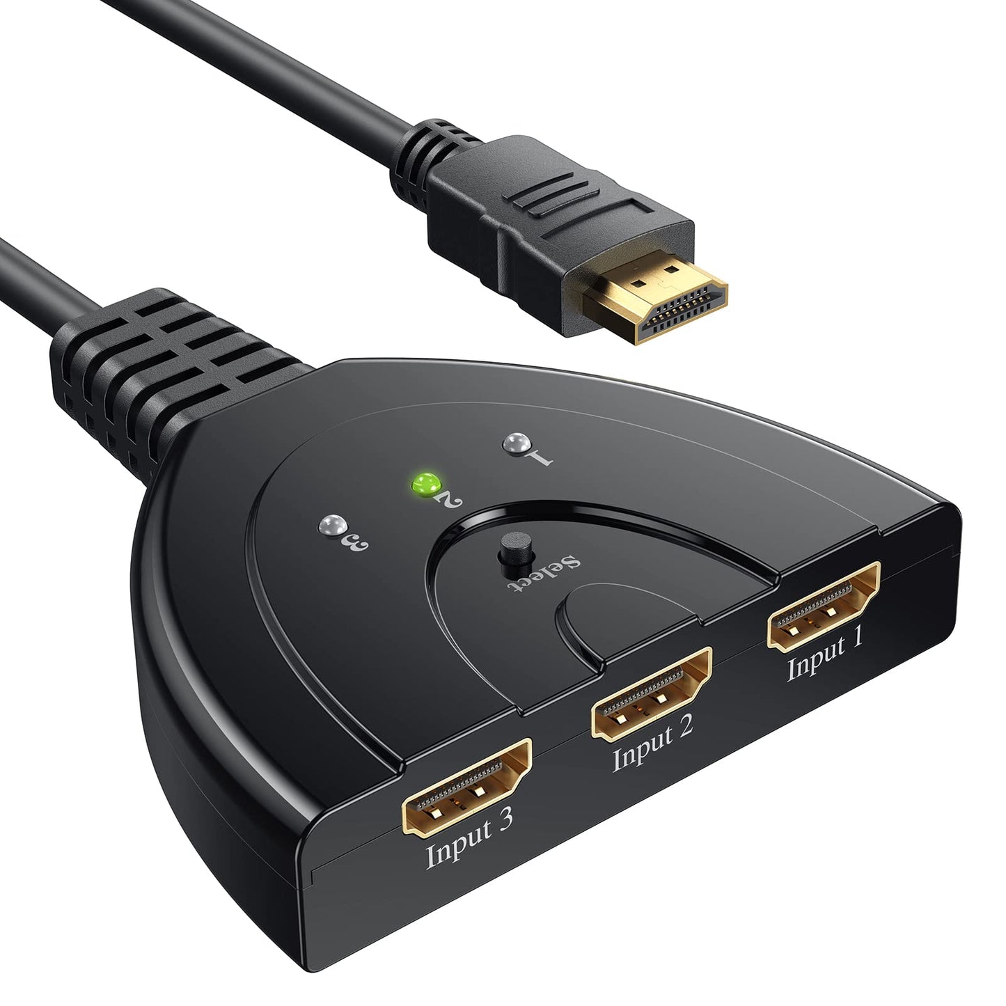 HDMI Switch, GANA Gold Plated 3-Port HDMI Switcher / HDMI Splitter / Supports Full HD 1080p/3D with High Speed Cable