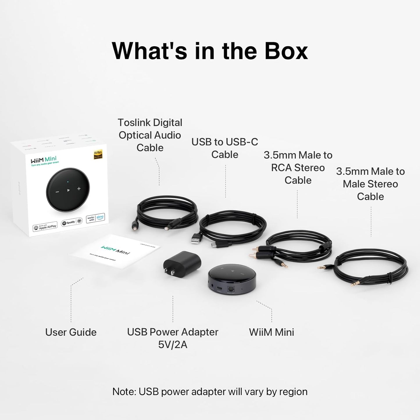 WiiM Mini Streamer Audio AirPlay 2 Receiver HiFi Wireless, Multiroom Stereo,Vorverstärker, funktioniert Alexa Siri Sprachassistenten, Streaming Audio Spotify