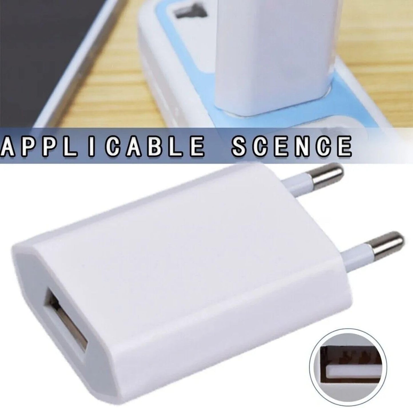 AYMBH 2 Pin to USB Plug Travel Adapter Charger Universal Power Converter for Asia & Europe Wall Adapter with USB Port for Phones, Tablets, Shavers & Toothbrushes Compact & Lightweight 100-240V Input