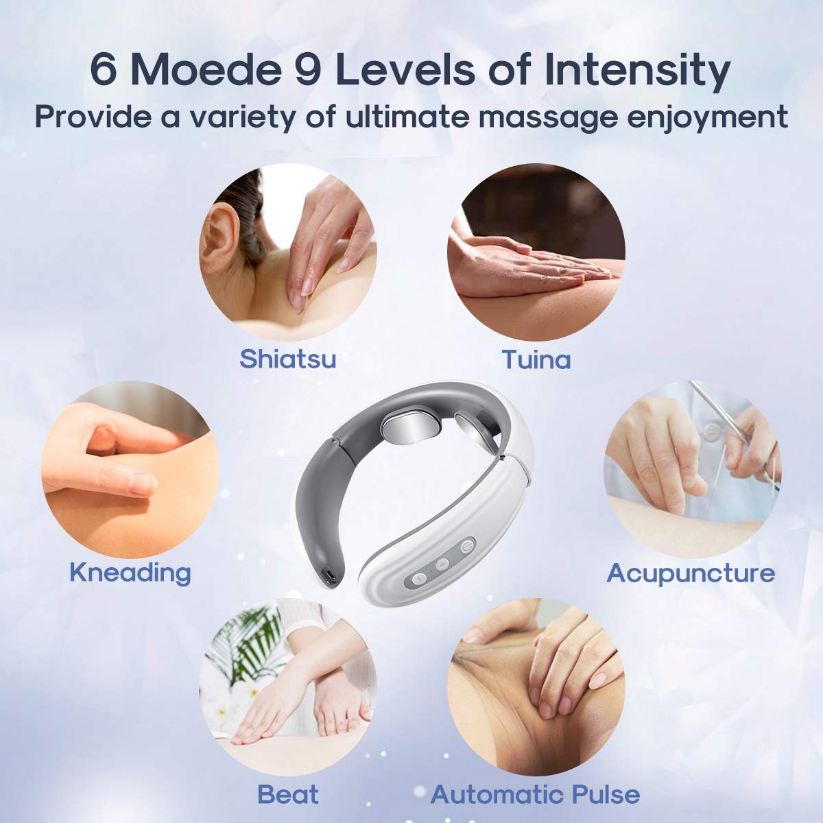 Neck Massager for Neck Pain,Intelligent Portable with Heat Function,USB Charging Neck Relax Massager,at Home,Outdoor,for Women and Men