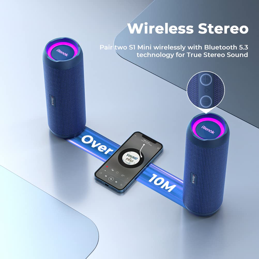 RIENOK Bluetooth Speaker Portable Wireless Bluetooth Speaker with 30W Enhanced Bass Waterproof Bluetooth Outdoor Speaker for Travel Sport